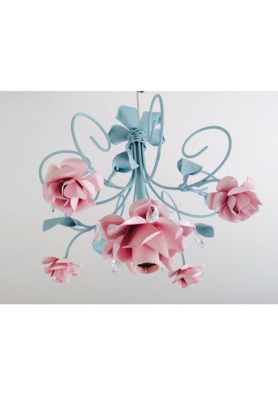 Lustre infantil Vichy floral 1 lampada quarto pequeno